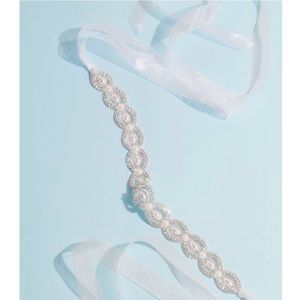 oblong crystal ring sash with pearl centers